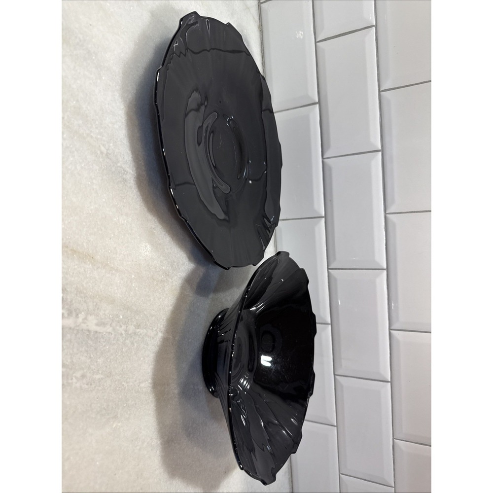 Art Deco 1930's Black Amethyst Serving Bowl And Platter Imperial GlassCo OLA0022